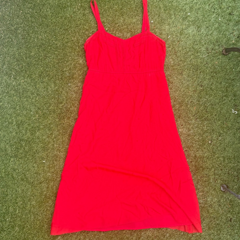 Fossil Red Sleeveless Scoop Neck Midi Sundress